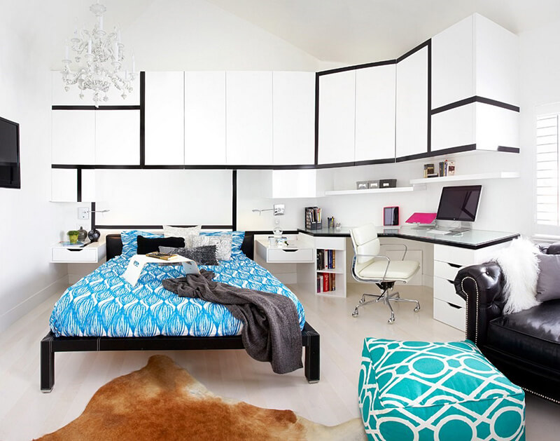 Phòng ngủ thiết kế theo phong cách hiện đại kết hợp cùng phòng làm việc